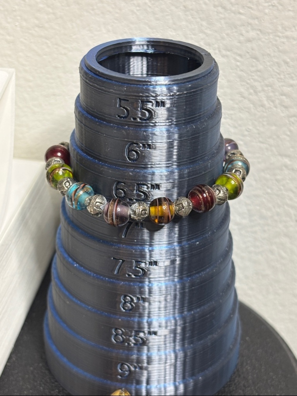 Vintage Made with Love Dichroic Glass Colorful Beaded Bracelet - Picture 6 of 6